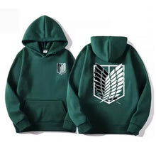Load image into Gallery viewer, Free UK Royal Mail Tracked 24hrs delivery
Stunning design of Attack On Titan - Scout Regiment anime hoodie.
Premium DTG technology prints the design directly onto the hoodie which makes the design really stand out, easy to wash, and the colours will not fade or crack.
The silken style of this premium cotton hoodie makes it lightweight and comfortable to wear. A large front pocket and an adjustable hood with drawstrings.
Excellent gift for any Attack On Titan fan.
Material: Cotton
Size: Unisex