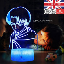Load image into Gallery viewer, Attack on Titan Levi Sensor acrylic lamp with 7 colour changing modes plus LED cracked base design
