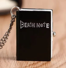 Load image into Gallery viewer, Free UK Royal Mail Tracked 24hr delivery
Beautiful design of Death Note Mini Clock Pendant Necklace.
The Pendant is designed beautifully with the logo engraved into the front of the pendant. The front panel opens and reveals a beautiful analogue mini clock inside, and the Death Note message on the clock. - Adapted beautifully, direct from the anime.
Material: Metallic stainless steel
Size: 4cm x 3cm x 1.5cm (Pendant) / 40cm (Necklace chain)
Packaged in a window display gift box.
Excellent gift fo