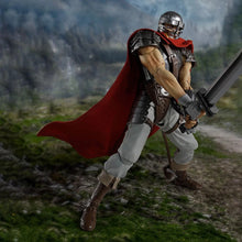 Load image into Gallery viewer, Guts Berserk The Band of the Hawk S.H.Figuarts Figure – 16cm
Bring the legendary Guts to your collection with this officially licensed Berserk – The Band of the Hawk S.H.Figuarts Figure from Tamashii Nations / Bandai Spirits.
Inspired by Guts during his time with the Band of the Hawk, this premium articulated figure recreates the formidable swordsman in his distinctive armour, complete with his flowing red cape, weaponry and interchangeable parts.
Standing approximately 16cm tall, Guts features extensive