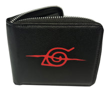 Load image into Gallery viewer, Naruto Anime Zipped Wallet -Hidden Leaf Village Logo - Premium PVC Leather / Black - Unisex