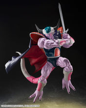 Load image into Gallery viewer, Free UK Royal Mail Tracked 24hr Delivery
Spectacular statue of King Cold from the the legendary anime Dragon Ball Z. This premium figure is launched by Tamashii Nations as part of their new S.H.Figuarts collection.
The set comes with three facial expressions (scream, grimace, snear), premium articulated figure of King Cold (14 point articulation) 22cm, three pairs of hands, cross-arm part, Trunk's sword, throne, and cape.