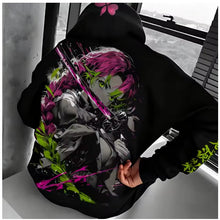 Load image into Gallery viewer, Free UK Royal Mail Tracked 24hrs delivery
Stunning design of Mitsuri Kanroji - Demon Slayer anime hoodie.
Premium DTG technology prints the design directly onto the hoodie which makes the design really stand out, easy to wash, and the colours will not fade or crack.
The silken style of this polyester hoodie makes it lightweight and comfortable to wear. A large front pocket and an adjustable hood with drawstrings.
Excellent gift for any Demon Slayer fan.
Material: Cotton