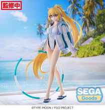 Load image into Gallery viewer, Free UK Royal Mail Tracked 24hr delivery Beautiful statue of Jeanne D 'ARC' from the popular anime Fate / Grand Order. This figure is launched by SEGA as part of their latest FIGURIZM collection. This statue of the famous Archer Class servant Jeanne D 'ARC' is created in immense detail, showing Jeanne posing elegantly in her swimsuit, with her zipper/jacket and holding her hoop. - Truly stunning ! This PVC statue stands at 23cm tall, and packaged in a gift/collectible box from SEGA.