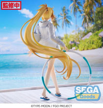 Load image into Gallery viewer, Free UK Royal Mail Tracked 24hr delivery Beautiful statue of Jeanne D 'ARC' from the popular anime Fate / Grand Order. This figure is launched by SEGA as part of their latest FIGURIZM collection. This statue of the famous Archer Class servant Jeanne D 'ARC' is created in immense detail, showing Jeanne posing elegantly in her swimsuit, with her zipper/jacket and holding her hoop. - Truly stunning ! This PVC statue stands at 23cm tall, and packaged in a gift/collectible box from SEGA.