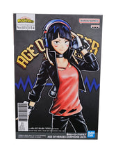 Load image into Gallery viewer, Cool statue of Kyoka Jiro (Aka Earphone Jack) from the classic anime My Hero Academia. This statue is launched by Banpresto as part of their latest Age of Heroes collection.   This figure is created spectacularly, showing Kyoka Jiro posing with her earphones. From the hair, facial expressions, all the way down to the creases of her clothing, all created in immense detail. - Stunning !   This PVC statue stands at 15cm tall, and packaged in a gift/collectible box from Bandai.
