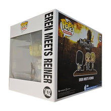 Load image into Gallery viewer, Free UK Royal Mail Tracked 24hr delivery   Spectacular Funko POP &quot;Moment&quot; figure set. - Eren Meets Reiner. Adapted from the final season. - Truly Amazing !  Set include: POP figure of Eren, Reiner, and Falco (10cm), two chairs, wooden box, oil lamp, and the floor base.   Official brand: FUNKO   Excellent gift for any Attack On Titan fan. 

