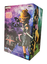 Load image into Gallery viewer, Remarkable figure of Usopp from the legendary anime ONE PIECE. This statue is launched by Banpresto as part of their latest Senkozekkei collection - adapted from the ONE PIECE FILM RED.   This figure is created in amazing detail, showing Usopp (Known as Sniper king) posing in combat holding his slingshot (Ginga Pachinko), and standing on a slope purple base with musical notes. - Truly stunning ! 
