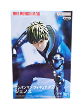 Load image into Gallery viewer, Free UK Royal Mail Tracked 24hr delivery   Cool statue of Genos from the popular anime ONE PUNCH MAN. This striking figure is launched by Banpresto as part of their latest collection.   The creator did a spectacular job creating this piece, showing Genos posing posing in battle mode wearing his blue hoodie.   This PVC statue stands at 10cm tall, and packaged in a gift collectible box from Bandai.   Official brand: Banpresto / Bandai