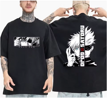 Load image into Gallery viewer, Free UK Royal Mail Tracked 24hr delivery
Stunning design of Satroru Gojo - Jujutsu Kaisen - Japanese Anime T-shirt.
This high quality cotton T-shirt is lightweight and comfortable to wear.
Premium DTG technology prints the design directly onto the T-shirt which makes the design really stand out, easy to wash, and the colours will not fade or crack.
Excellent gift for any Demon Slayer fan.
Material: 100% Cotton