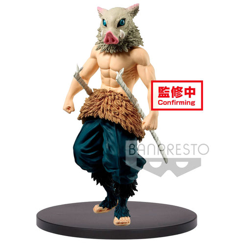 Cool figure of Inosuke Hashibira from the popular anime Demon Slayer. This figure is launched by Banpresto as part of their latest Vol 2 collection.   This figure is created stunningly, showing Inosuke posing in his famous Boar mask, and with his twin chipped Nichirin katanas.   This detailed PVC/ABS statue of Inosuke stands at 15cm tall, and packaged in a gift/collectible box from Bandai. 