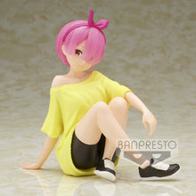 Load image into Gallery viewer, 1Free UK Royal Mail Tracked 24hr delivery   Beautiful statue of Ram from the popular anime series Re:Zero Starting Life in Another World. This amazing figure is launched by Banpresto as part of their latest Relax Time Series.   The statue shows Ram sitting down posing in her training sports outfit. The figure is created beautifully. - Truly stunning.   This PVC figure stands at 14cm tall, and packaged in a premium gift/collectible box from Bandai.   Official brand: Banpresto / Bandai 
