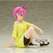 Load image into Gallery viewer, Free UK Royal Mail Tracked 24hr delivery   Beautiful statue of Ram from the popular anime series Re:Zero Starting Life in Another World. This amazing figure is launched by Banpresto as part of their latest Relax Time Series.   The statue shows Ram sitting down posing in her training sports outfit. The figure is created beautifully. - Truly stunning.   This PVC figure stands at 14cm tall, and packaged in a premium gift/collectible box from Bandai.   Official brand: Banpresto / Bandai 
