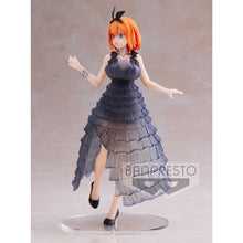 Load image into Gallery viewer, Free Royal Mail Tracked 24hr delivery
Beautiful statue of Yotsuba Nakano (Fourth sister of the Nakano quintuplets) from the popular anime The Quintessential Quintuplets. This figure is launched by Banpresto as part of the latest Kyunties series.
The figure is sculpted stunningly, showing Yotsuba posing elegantly in her black dress, and wearing her black heels.