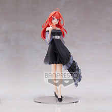 Load image into Gallery viewer, Free Royal Mail Tracked 24hr delivery Beautiful statue of Itsuki Nakano (Youngest sister of the Nakano quintuplets) from the popular anime The Quintessential Quintuplets. This figure is launched by Banpresto as part of the latest Kyunties series. The figure is sculpted stunningly, showing Itsuki posing elegantly in her black dress, and wearing her black heels. Excellent gift for any Quintuplets fan.