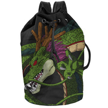Load image into Gallery viewer, Free UK Royal Mail Tracked 24hr delivery   Official Dragon Ball Shenron Backpack. This amazing backpack / bag is launched by TOEI ANIMATION as part of their latest collection.   Part duffle bag / Part rucksack premium backpack, with beautiful design of the legendary dragon Shenron.  Premium leather zipped strap which can be split into double straps. Huge main compartment with a laptop section, and a zipped side pocket with a Dragon ball keyring zip. - Truly amazing. 
