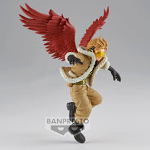 Load image into Gallery viewer, Free UK Royal Mail Tracked 24hr delivery   Remarkable statue of Hawks from the popular anime series My Hero Academia. This figure is launched by Banpresto as part of their latest The Amazing Heroes collection - Vol.24  This statue is created amazingly, showing Hawks posing in his battle gear, flying up in the air with his enormous wings. - Truly stunning !  This PVC figure stands at 14cm tall, and packaged in a gift / collectible box from Bandai.
