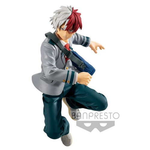 Free UK Royal Mail Tracked 24hr delivery   Cool figure of Shoto Todoroki from the popular anime My Hero Academia. This figure is launched by Banpresto as part of their latest BRAVEGRAPH collection. - Vol.2.   This statue is created in immense detail, showing Shoto Todoroki posing in his uniform, with his shoulder bag - in motion. - Stunning !   This PVC statue stands at 14cm tall, and packaged in a gift/collectible box from Bandai.
