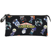 Load image into Gallery viewer, Free UK Royal Mail Tracked 24hr delivery   Official MY Hero Academia pencil case.   This pencil case is launched by Karactermania as part of their latest collection.   The pencil case has a main compartment zip, once unzipped the pencil case splits into three sections, and the middle compartment will have another zip closure. - Excellent design, and great for school/college.   Size: 23cm x 11cm   Official brand: Karactermania 
