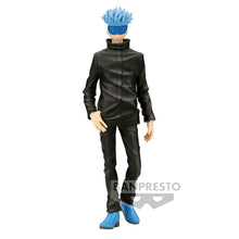 Load image into Gallery viewer, Free UK Royal Mail Tracked 24hr delivery   Cool figure of Saturo Gojo from the popular anime Jujutsu Kaisen. This statue is launched by Banpresto as part of their latest collection.  This figure is created in excellent fashion, showing Gojo posing in his uniform, in his cool blue hair with matching blue shoes. - Super cool.   This PVC statue stands at 17cm tall, and packaged in a gift/collectible box from Bandai. 
