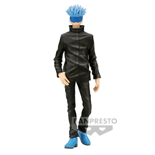 Free UK Royal Mail Tracked 24hr delivery   Cool figure of Saturo Gojo from the popular anime Jujutsu Kaisen. This statue is launched by Banpresto as part of their latest collection.  This figure is created in excellent fashion, showing Gojo posing in his uniform, in his cool blue hair with matching blue shoes. - Super cool.   This PVC statue stands at 17cm tall, and packaged in a gift/collectible box from Bandai. 