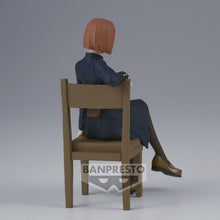 Load image into Gallery viewer, Free UK Royal Mail Tracked 24hr delivery   Stunning figure of Nobara Kugisaki from the popular anime Jujutsu Kaisen. This statue is launched by Banpresto as part of their latest Break Time Vol 3 collection.  This statue is created amazingly, showing Nobara posing in her uniform, and sitting down on a chair (Chair included) - Stunning !   This PVC figure stands at 11cm tall, Chair included, and packaged in a gift/collectible box from Bandai. 
