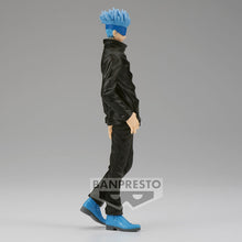 Load image into Gallery viewer, Free UK Royal Mail Tracked 24hr delivery   Cool figure of Saturo Gojo from the popular anime Jujutsu Kaisen. This statue is launched by Banpresto as part of their latest collection.  This figure is created in excellent fashion, showing Gojo posing in his uniform, in his cool blue hair with matching blue shoes. - Super cool.   This PVC statue stands at 17cm tall, and packaged in a gift/collectible box from Bandai. 
