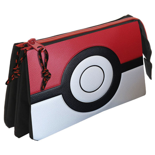 Free UK Royal Mail Tracked 24hr delivery   Official Pokemon Pokeball triple pencil case.   This pencil case is launched by Nintendo as part of their latest collection.   The pencil case has a main compartment zip, once unzipped the pencil case splits into three sections, and the middle compartment will have another zip closure. - Excellent design, and great for school/college. 