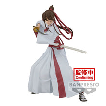 Load image into Gallery viewer, Free UK Royal Mail Tracked 24hr delivery Elegant statue of Sagiri Yamada Asaemon from the popular anime Hells Paradise. This figure is launched by Banpresto as part of their latest Vibration Stars series. This statue of Sagiri is created beautifully, showing Sagiri posing in her executioner uniform from the Yamada clan, holding her sword in battle mode. - Truly stunning ! This PVC figure stands at 14cm tall, and packaged in a gift/collectible box from Bandai.