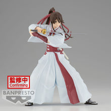 Load image into Gallery viewer, Free UK Royal Mail Tracked 24hr delivery Elegant statue of Sagiri Yamada Asaemon from the popular anime Hells Paradise. This figure is launched by Banpresto as part of their latest Vibration Stars series. This statue of Sagiri is created beautifully, showing Sagiri posing in her executioner uniform from the Yamada clan, holding her sword in battle mode. - Truly stunning ! This PVC figure stands at 14cm tall, and packaged in a gift/collectible box from Bandai.