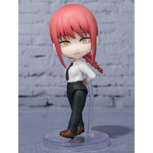Load image into Gallery viewer, Meticulous figure of Makima from the popular anime series Chainsaw Man. This figure is launched by Tamashii Nations as part of their amazing Figuarts mini series - ver. 121.   This mini figure set of Kobeni is created in excellent detail, showing Makima posing in her uniform. The set includes the figuart stand, extra arms (folding posture, and normal posture). The figure itself is also partly articulated (head, arms, legs) which allows you to create different poses. 
