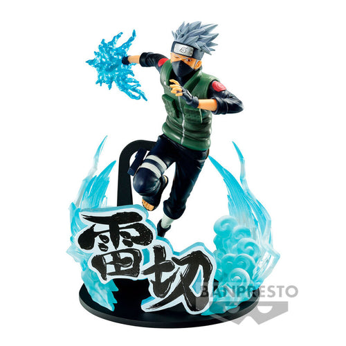 Free UK Royal Mail Tracked 24hr delivery   Striking statue of Hatake Kakashi from the popular anime Naruto Shippuden. This statue is launched by Banpresto as part of the Vibration Special series.   This Vibration Special figure is created in excellent fashion, showing Kakashi posing in his uniform and ready to unleash his chakra.  This PVC statue stands at 21cm tall, and packaged in a gift/collectible box from Bandai. 