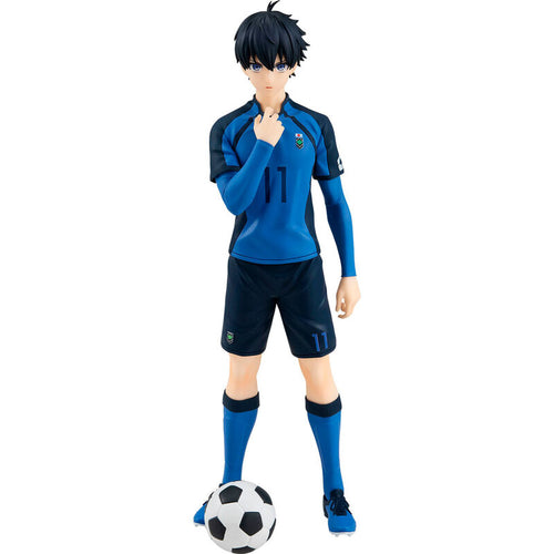 Cool statue of Isagi Yoichi from the popular anime Blue Lock. This figure is launched by Good Smile Company as part of their Pop Up Parade series.   The sculptor has really did a stunning job creating this high-detailed PVC statue of Isagi Yoichi. The statue shows Isagi Yoichi posing in his famous number 11 team kit. (Football included).   The PVC statue stands at 17cm tall, comes with a base, and packed in a official window display box from Goodsmile. 