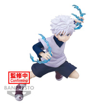 Load image into Gallery viewer, Free UK Royal Mail Tracked 24hr delivery   Striking statue of Killua Zoldyck from the legendary anime Hunter X Hunter. This amazing statue is launched by Banpresto as part of their latest Vibration Stars collection.  The sculptor has completed this piece spectacularly, showing Killua posing in battle mode ready to perform his primary move &quot;Thunderbolt&quot;. -  Stunning !   This PVC statue stands at 11cm tall, and packaged in a gift/collectible box from Bandai.
