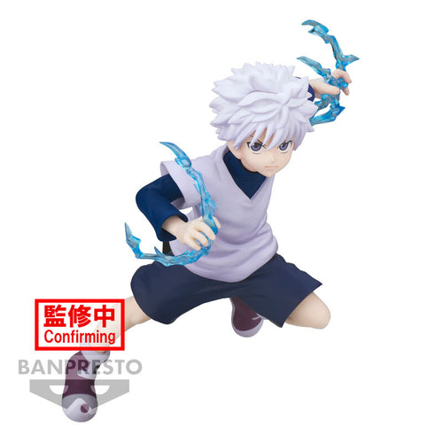 Free UK Royal Mail Tracked 24hr delivery   Striking statue of Killua Zoldyck from the legendary anime Hunter X Hunter. This amazing statue is launched by Banpresto as part of their latest Vibration Stars collection.  The sculptor has completed this piece spectacularly, showing Killua posing in battle mode ready to perform his primary move 