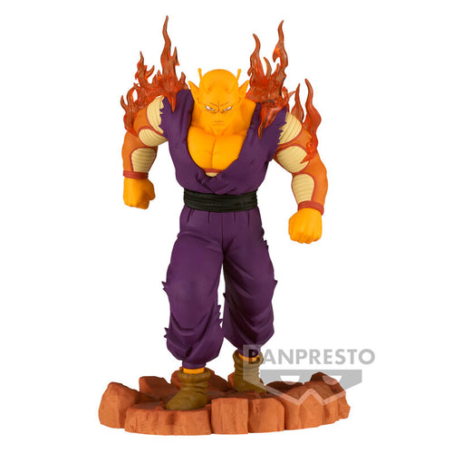 Powerful statue of Orange Piccolo (his strongest form) from the legendary anime Dragon Ball Z. This statue is launched by Banpresto as part of their latest SUPER HERO HISTORY BOX collection - vol.7   The creator did a smashing job on this piece, showing Piccolo posing in his strongest form, with flames coming off his shoulders, and standing on top of the cool rocky design stand. - Truly stunning ! 
