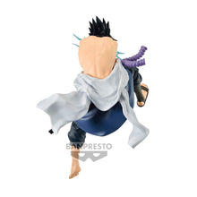 Load image into Gallery viewer, Super cool figure of Sasuke Uchiha from the popular anime Naruto. This premium statue is launched by Banpresto as part of their latest Vibration series. - Celebrating 20th anniversary of the TV animation Naruto.   The sculptor did a marvelous job on this piece, showing Sasuke posing in battle mode, wearing his uniform, sword attach on his back, adn in the air performing his primary move &quot;Chidori&quot;.  - Stunning ! 
