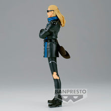 Load image into Gallery viewer, FROM SPOILED SON TO MARINE SWORDSMAN
Bring one of One Piece's most transformed characters to your collection with this officially licensed Helmeppo DXF The Grandline Series Figure from ONE PIECE FILM RED, produced by Banpresto.
Helmeppo is captured in his distinctive Film Red appearance, standing confidently with his arms crossed and dressed from head to toe in black. His long blond hair, sunglasses and striking blue detailing give the figure an instantly recognisable look.
Look closely and you'll also sp