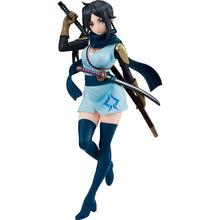 Load image into Gallery viewer, Stunning statue of Yamato Mikoto from the popular anime Is It Wrong to Pick Up Girls in a Dungeon. This beautiful figure is launched by Good Smile Company as part of their latest Pop Up Parade collection. This figure is created meticulously, showing Yamato posing stunningly in her battle uniform, holding her katana attached on her back, and with another sword attached on her side. - Truly stunning !