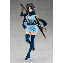Load image into Gallery viewer, Stunning statue of Yamato Mikoto from the popular anime Is It Wrong to Pick Up Girls in a Dungeon. This beautiful figure is launched by Good Smile Company as part of their latest Pop Up Parade collection. This figure is created meticulously, showing Yamato posing stunningly in her battle uniform, holding her katana attached on her back, and with another sword attached on her side. - Truly stunning !