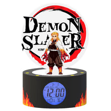 Load image into Gallery viewer, Free UK Royal Mail Tracked 24hr delivery  Official Demon Slayer Kyōjurō Rengoku alarm clock. This amazing clock display is launched by TEKNOFUN as part of their latest collection.   The stand has a huge Demon Slayer panel in the background, beautiful acrylic display of Rengoku, and the LED clock also display the room temperature. - Truly amazing !   Display: Time / Date / Room Temperature / Set alarm   USB Connection  Size: 22cm   Official brand: TEKNOFUN  Excellent gift for any Demon Slayer fan.  Age: 6+ 
