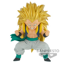 Load image into Gallery viewer, Free UK Royal Mail Tracked 24hr delivery Striking statue of Gotenks from the legendary anime Dragon Ball Z. This figure is launched by Banpresto as part of their latest Blood Of Saiyans special collection - vol. 14. This spectacular figure is created meticulously, showing Gotenks posing in his super saiyan form. From the hair, eye expression, muscle definition, all the way down to the creases of the clothing, all created in immense detail.