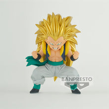 Load image into Gallery viewer, Free UK Royal Mail Tracked 24hr delivery Striking statue of Gotenks from the legendary anime Dragon Ball Z. This figure is launched by Banpresto as part of their latest Blood Of Saiyans special collection - vol. 14. This spectacular figure is created meticulously, showing Gotenks posing in his super saiyan form. From the hair, eye expression, muscle definition, all the way down to the creases of the clothing, all created in immense detail.