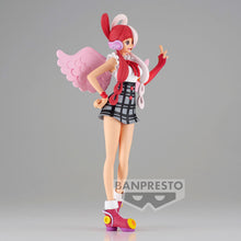 Load image into Gallery viewer, Free UK Royal Mail Tracked 24hr delivery  Stunning figure of Uta from the legendary anime ONE PIECE. This statue is launched by Banpresto as part of their latest DXF collection - The Grandline Seies.   The sculptor created this piece in amazing fashion, showing Uta posing beautifully in her tartan design skirt, and wings extended.   This PVC statue stands at 16cm tall, and packaged in a gift/collectible box from Bandai.   Official brand:  Banpresto / Bandai
