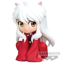 Load image into Gallery viewer, Super cute figure of Inuyasha (Known as &quot;Dog Demon&quot;) from the classic anime Inuyasha. This figure is launched by Banpresto as part of their latest sitting Q Posket collection.   This figure is created beautifully, showing the half-demon son Inuyasha posing in sitting position.   This PVC figure stands at 9cm tall, and packaged in a gift/collectible box from  Bandai. 
