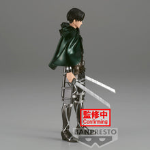 Load image into Gallery viewer, Free UK Royal Mail Tracked 24hr delivery   Spectacular statue of Levi Ackerman from the popular anime series Attack on Titan. This amazing figure is launched by Banpresto as part of the latest Final Season collection - 10th Anniversary.   The creator did a spectacular job finishing this piece by adding a special touch to the colours and brought out the depth of the details. The figure shows Levi posing in his scout uniform. fully equipped in his ODM gear, holding both blades. - Truly amazing ! 
