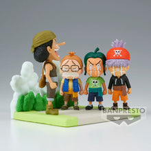 Load image into Gallery viewer, THE DAY THE USOPP PIRATES SAID GOODBYE
Relive one of Usopp's memorable early moments with this officially licensed One Piece WCF Log Stories Usopp Pirates Figure from Banpresto.
Inspired by the Syrup Village storyline, this miniature diorama recreates Usopp's emotional farewell to his original crew — Ninjin (Carrot), Piiman (Pepper) and Tamanegi (Onion) — before he leaves his village and begins his adventure with Luffy and the Straw Hat Pirates.
Rather than featuring just one character, this Log Stories r