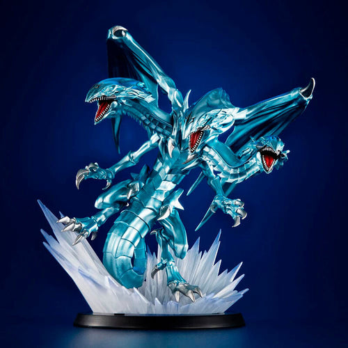 Free UK Royal Mail Tracked 24hr delivery   Spectacular statue of the famous Blue Eyes Ultimate Dragon from the legendary anime YU GI OH! This breathtaking figure is launched by MEGAHOUSE as part of their latest Monsters Chronicle collection.   The creator did an amazing job creating this beautiful piece, showing the legendary Dragon posing in battle mode. Absolutely stunning ! 
