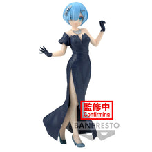 Load image into Gallery viewer, Free UK Royal Mail Tracked 24hr delivery
Beautiful statue of Rem from the popular anime series Re:Zero Starting Life in Another World. This statue is launched by Banpresto as part of their latest Glitter & Glamours collection.
The statue is created beautifully, showing Rem posing elegantly wearing her classic Navy blue floral dress. - Stunning !