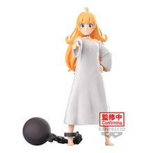 Load image into Gallery viewer, Stunning statue of Princess from the popular anime series Tis Time for Torture Princess. This beautiful figure is lanched by Banpresto as part of the latest edition. The creator did a smashing job creating this piece, showing the Princess from the human world kingdom posing in her white prisoner outfit, with cuffed chains around her right ankle. The set also includes two facial plates showing two different emotions.